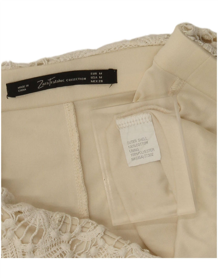 Zara Womens Lace Hot Pants Médio W28 Algodão Bege