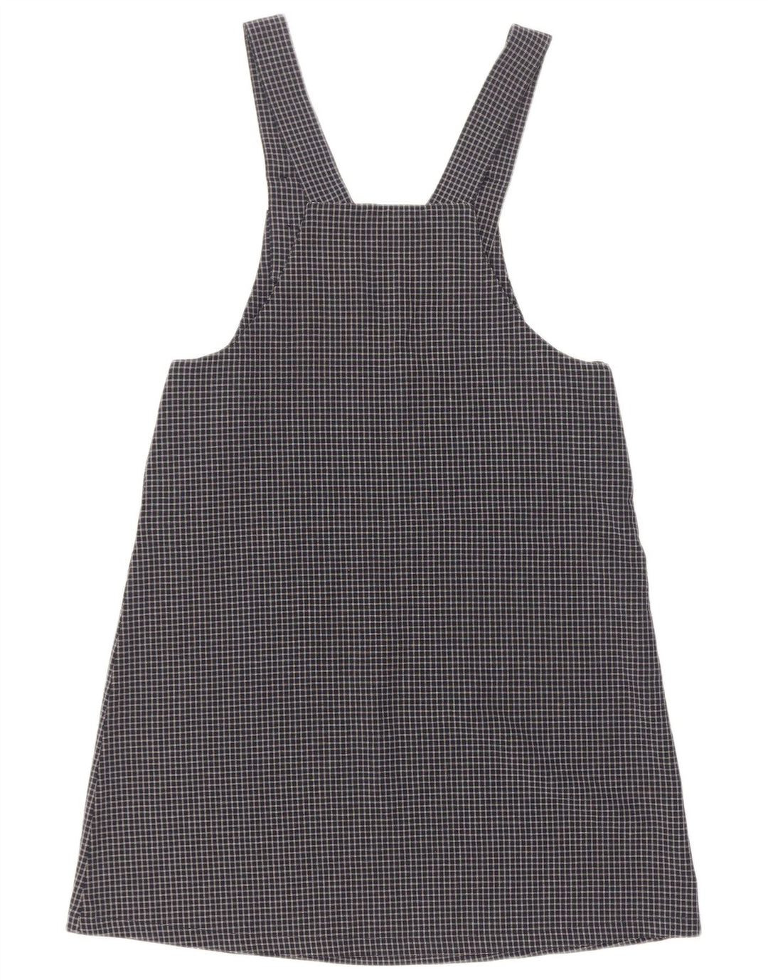 Vestido Dungaree Feminino Vintage UK 12 Médio Azul Marinho Xadrez