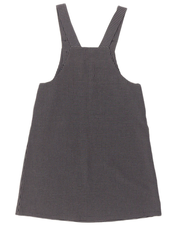 Vestido Dungaree Feminino Vintage UK 12 Médio Azul Marinho Xadrez