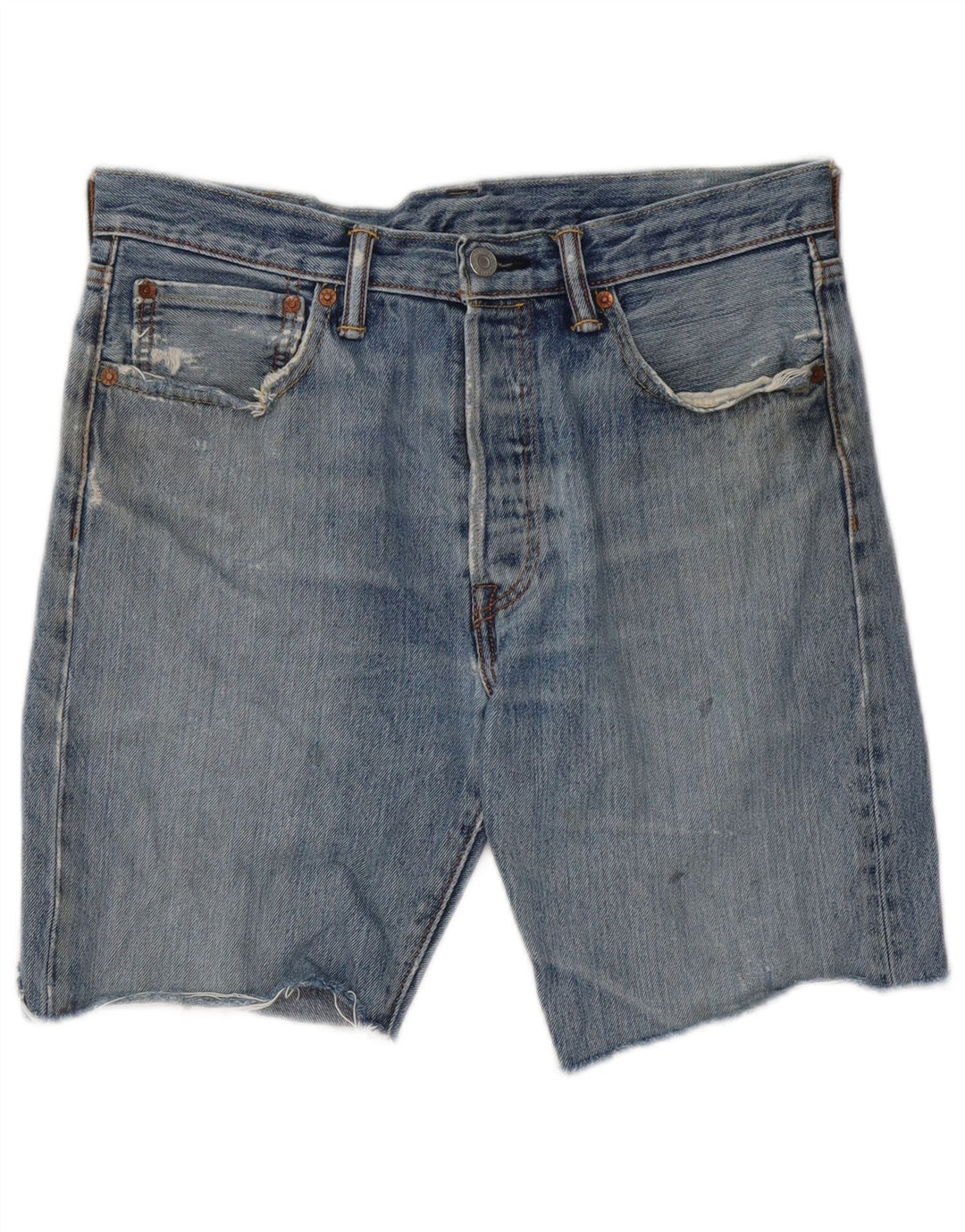 Shorts jeans masculino Levi's 501 Distressed W32 algodão azul médio