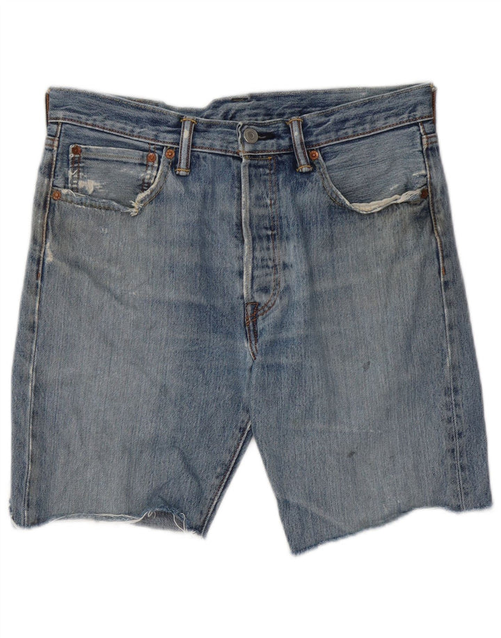 Shorts jeans masculino Levi's 501 Distressed W32 algodão azul médio