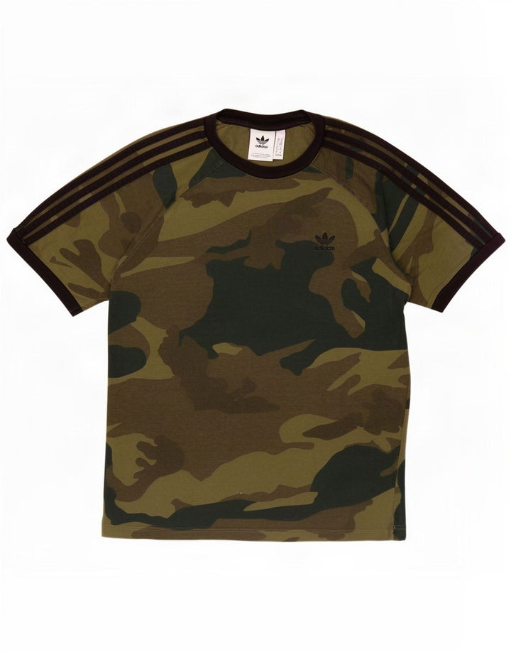 Camiseta masculina Adidas Top médio cáqui algodão camuflado