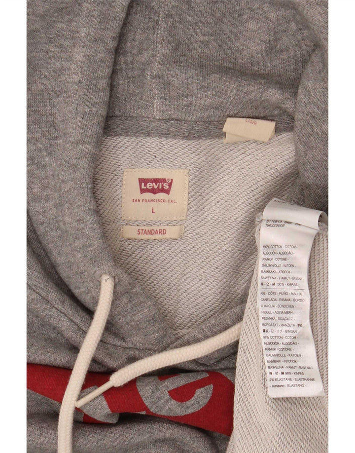 Suéter com capuz gráfico masculino Levi's grande algodão cinza