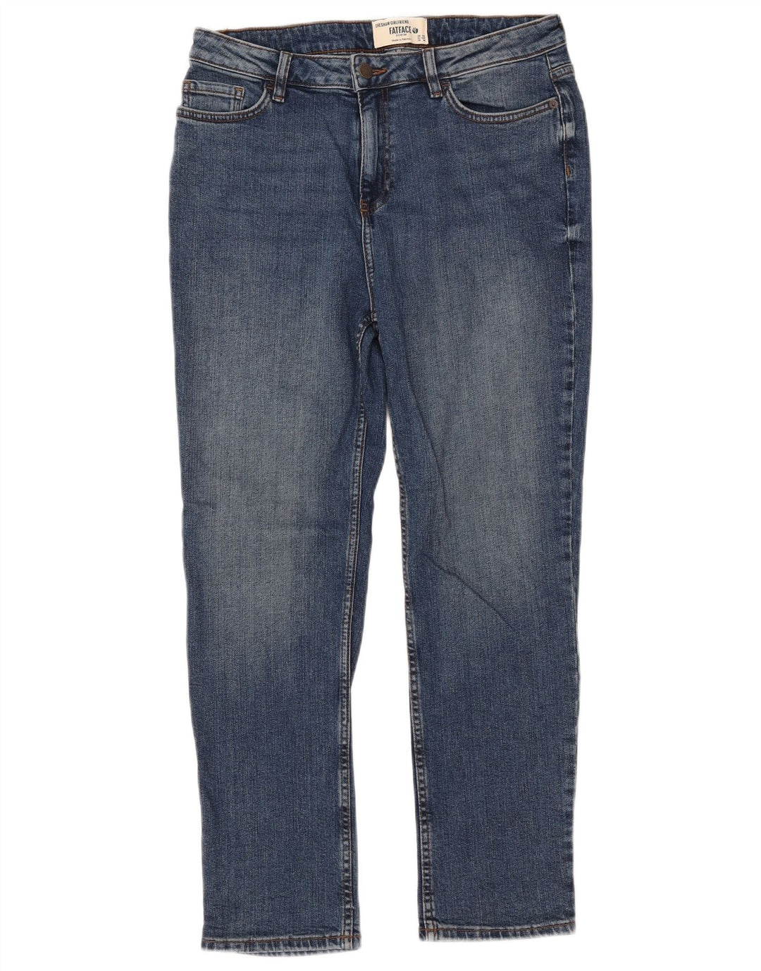 Calça jeans feminina Fat Face Chesham Girlfriend Slim UK 12 médio W32 L27 azul