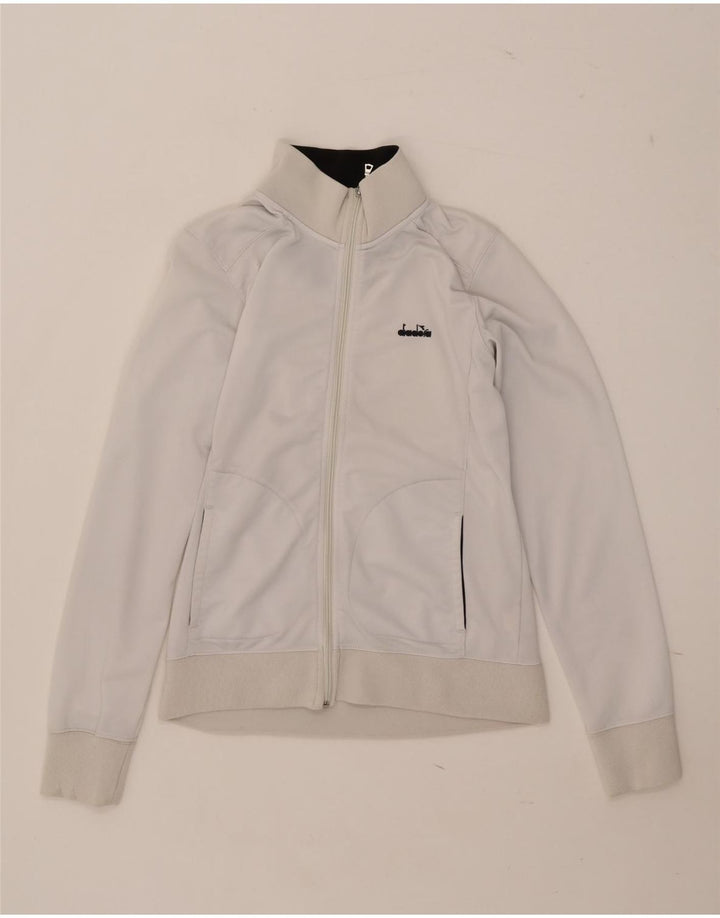 Diadora Womens Tracksuit Top Jacket UK 14 Grande Poliéster Branco