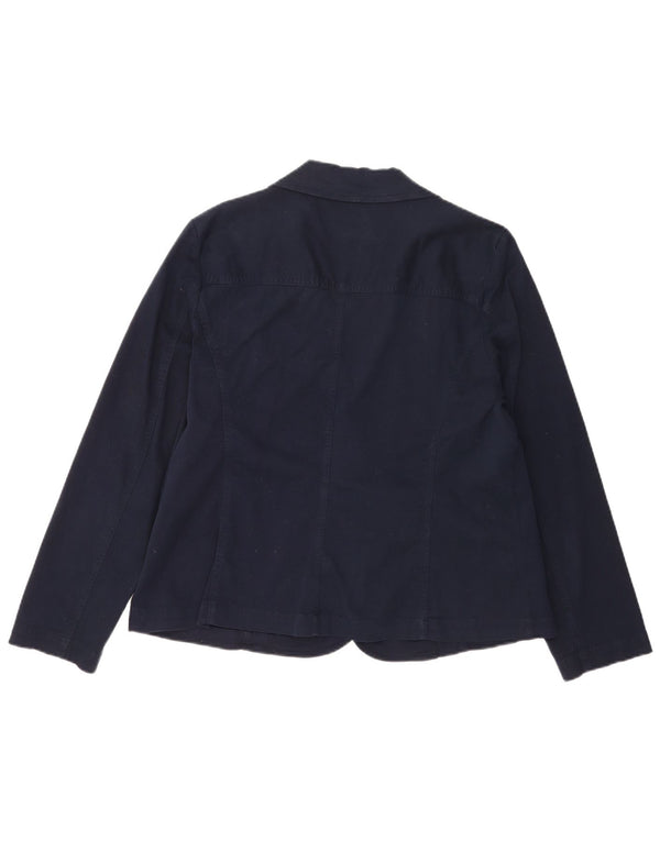 Jaqueta blazer feminina Laura Ashley com 2 botões Reino Unido 18 XL azul marinho algodão