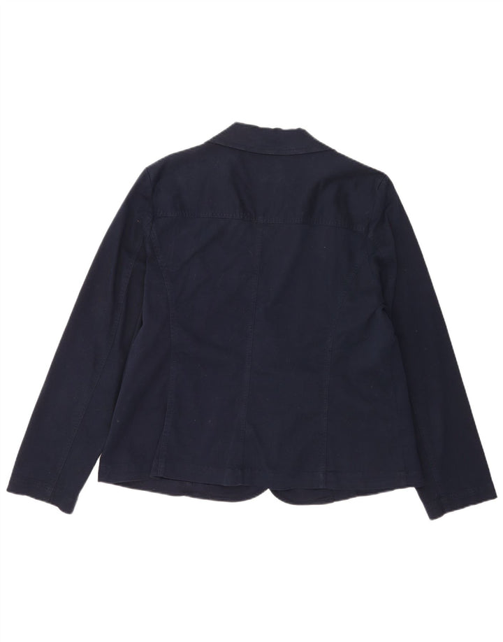 Jaqueta blazer feminina Laura Ashley com 2 botões Reino Unido 18 XL azul marinho algodão