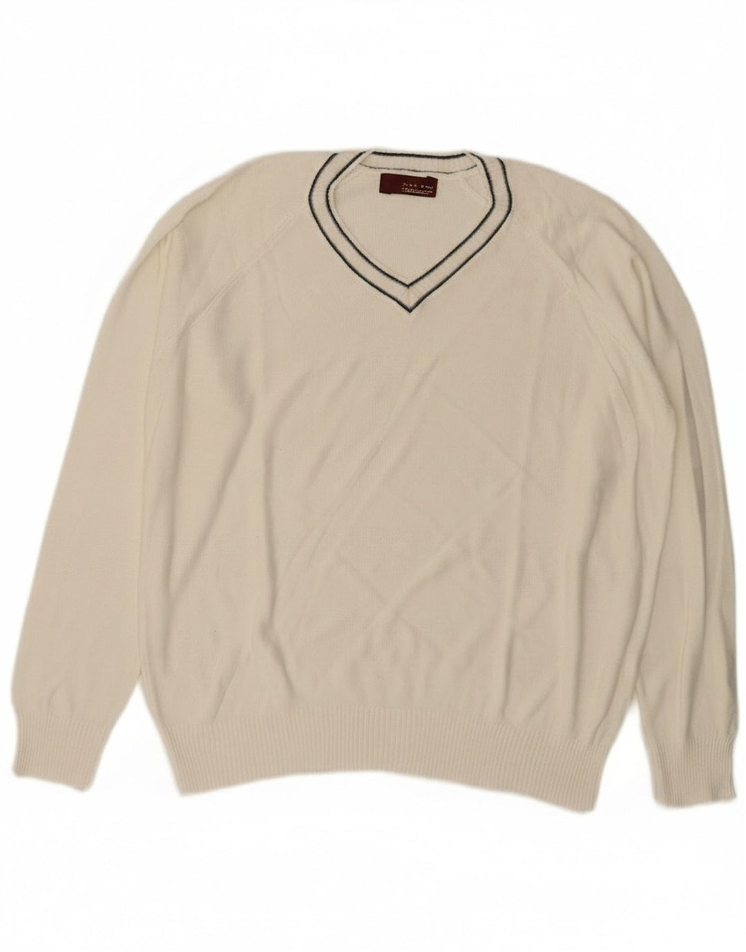 Zara Suéter masculino com decote em V XL branco