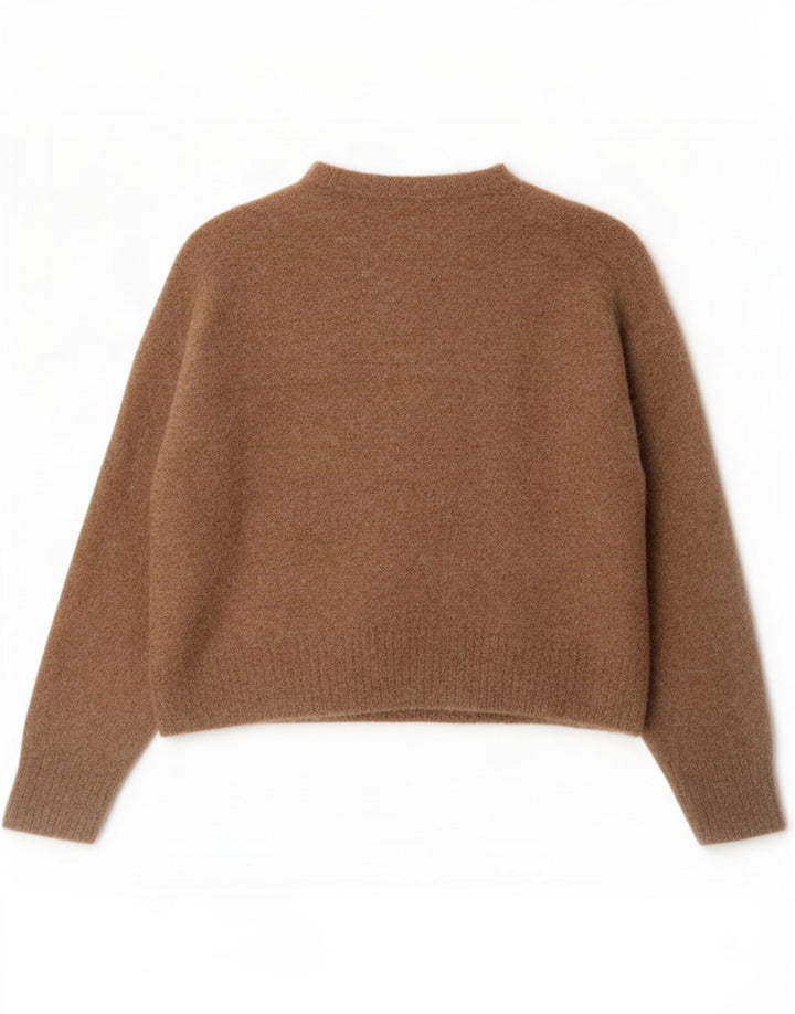 Suéter feminino Marks & Spencer com gola redonda Reino Unido 14 lã bege médio