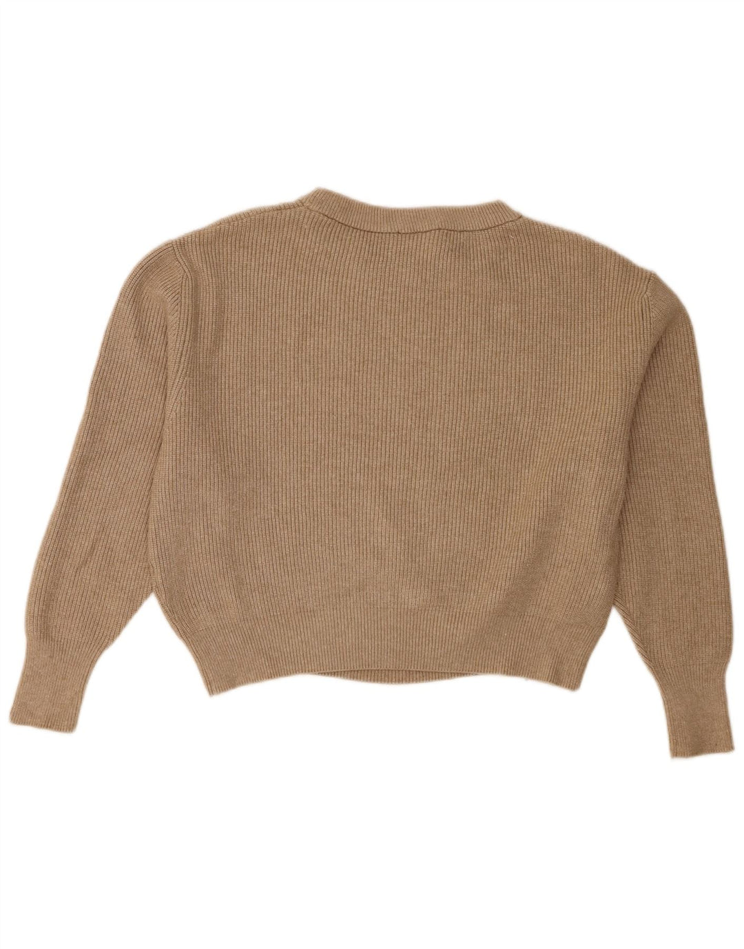 Zara Suéter feminino cropped grande com gola canoa Reino Unido 14 médio marrom