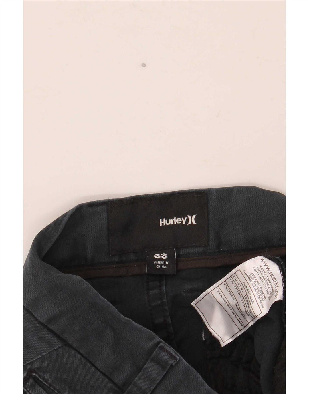Hurley Mens Chino Shorts W33 Médio Algodão Azul Marinho
