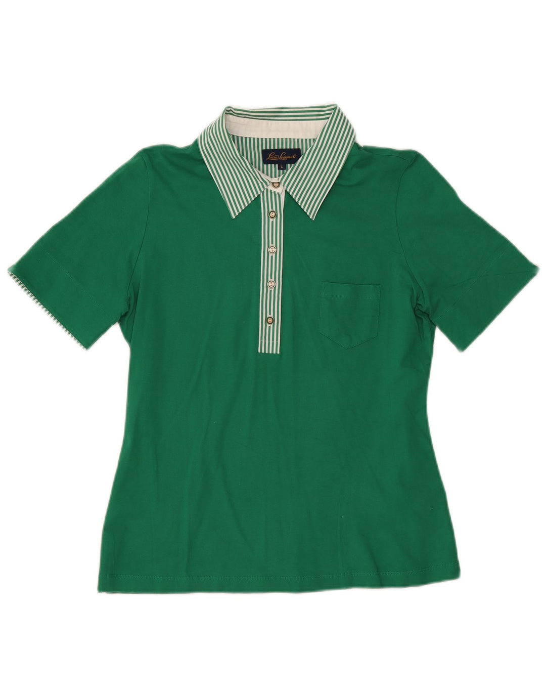 Camisa polo feminina Luisa Spagnoli UK 14 grande algodão verde