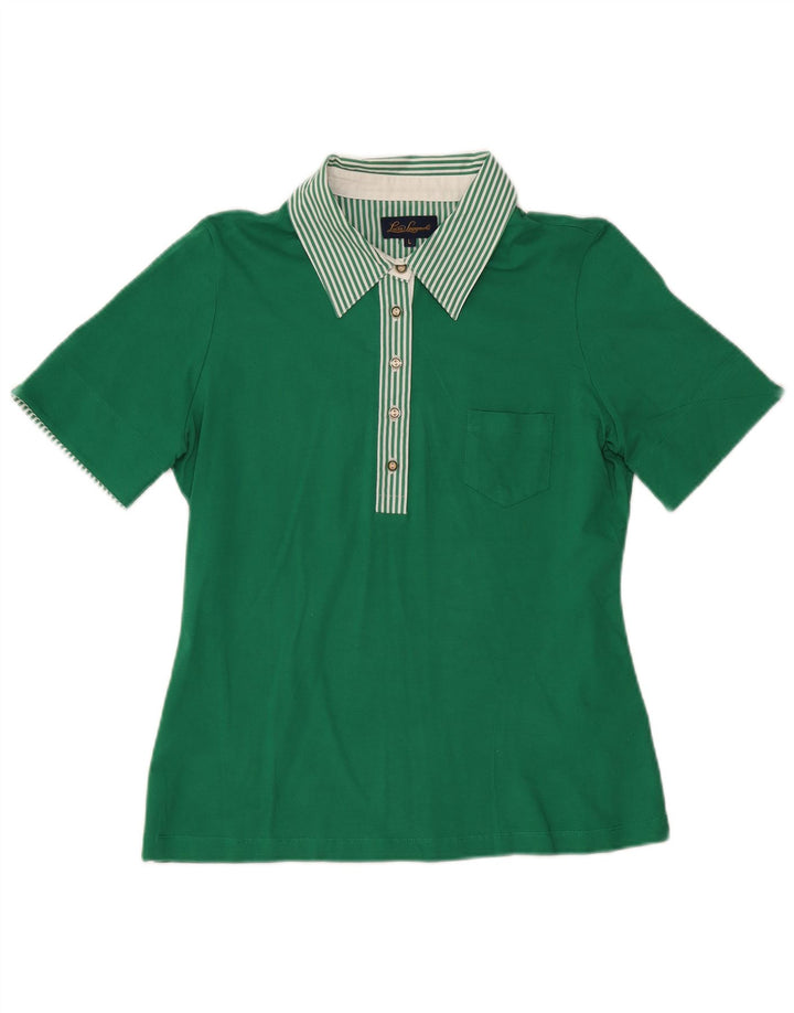 Camisa polo feminina Luisa Spagnoli UK 14 grande algodão verde