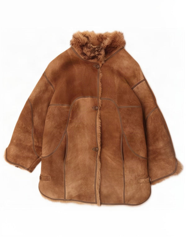 Jaqueta feminina Lavorazione Artigiana Shearling UK 12 marrom médio