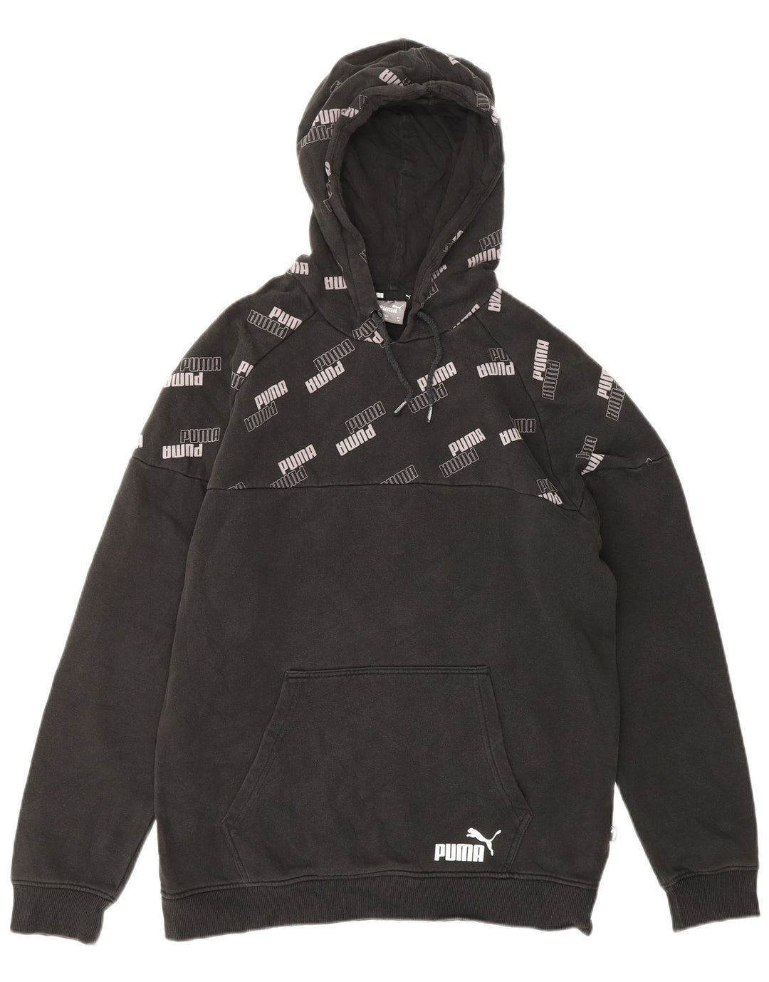 PUMA Mens Graphic Hoodie Jumper Médio Algodão Preto