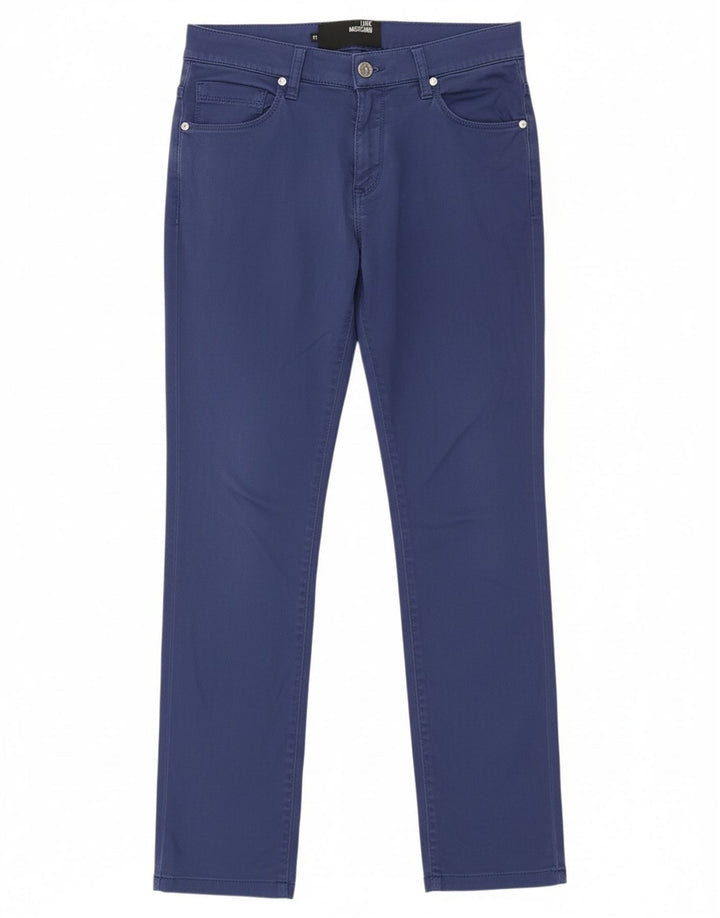 Calça casual justa feminina MOSCHINO W27 L29 algodão azul