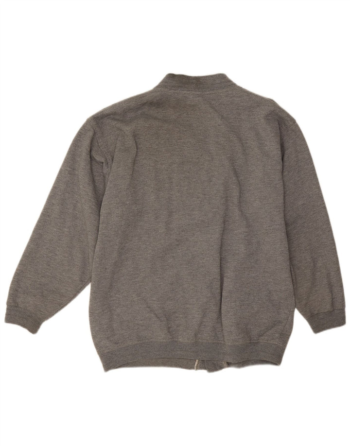 Suéter cardigã masculino vintage poliéster cinza médio