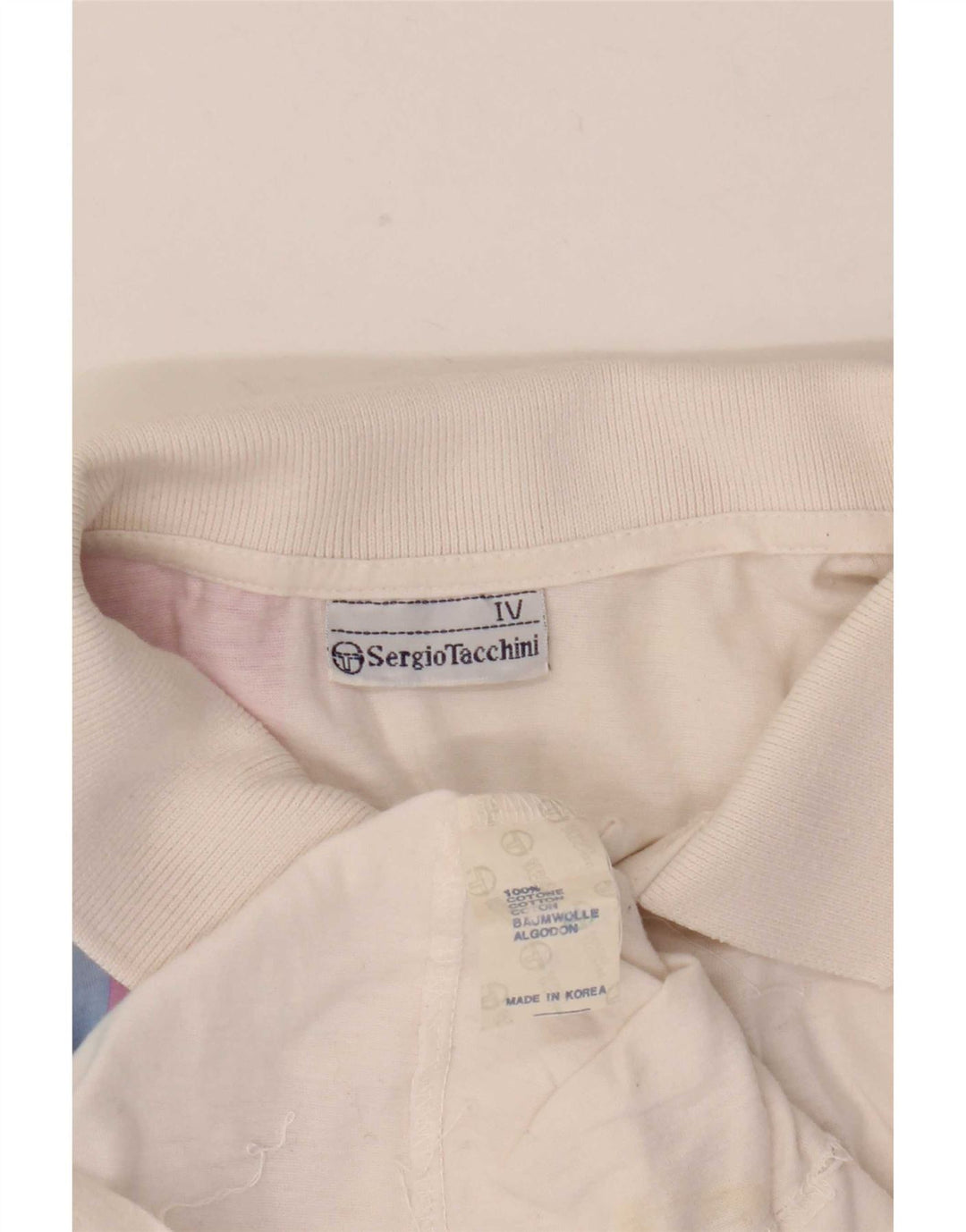 Camisa pólo gráfica masculina Sergio Tacchini algodão branco médio