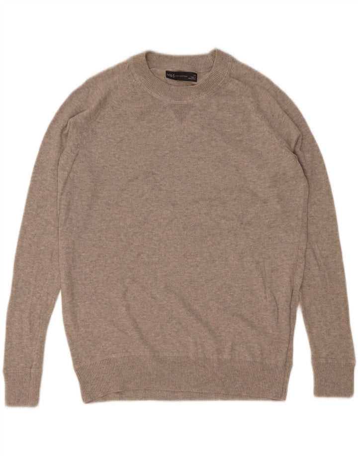 Suéter masculino Marks & Spencer com gola redonda XS algodão cinza