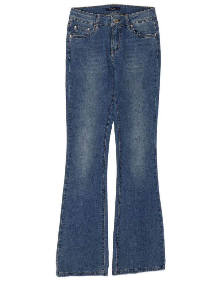 Libero feminino slim flared jeans médio W27 L31 algodão azul