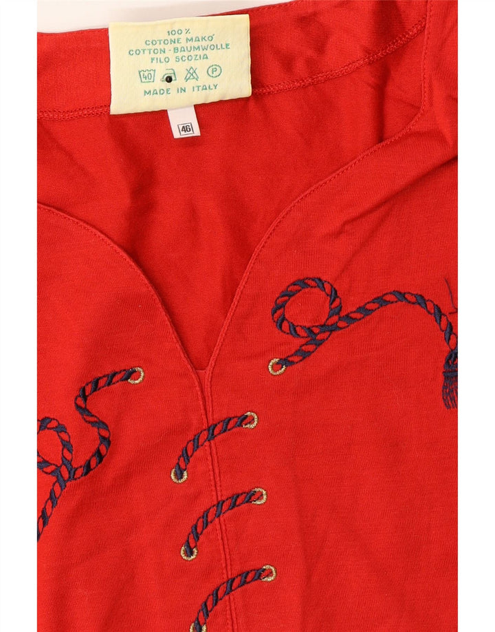 VINTAGE Womens Blouse Top IT 46 Large Red Cotton Vintage Vintage and Second-Hand Vintage from Messina Hembry 