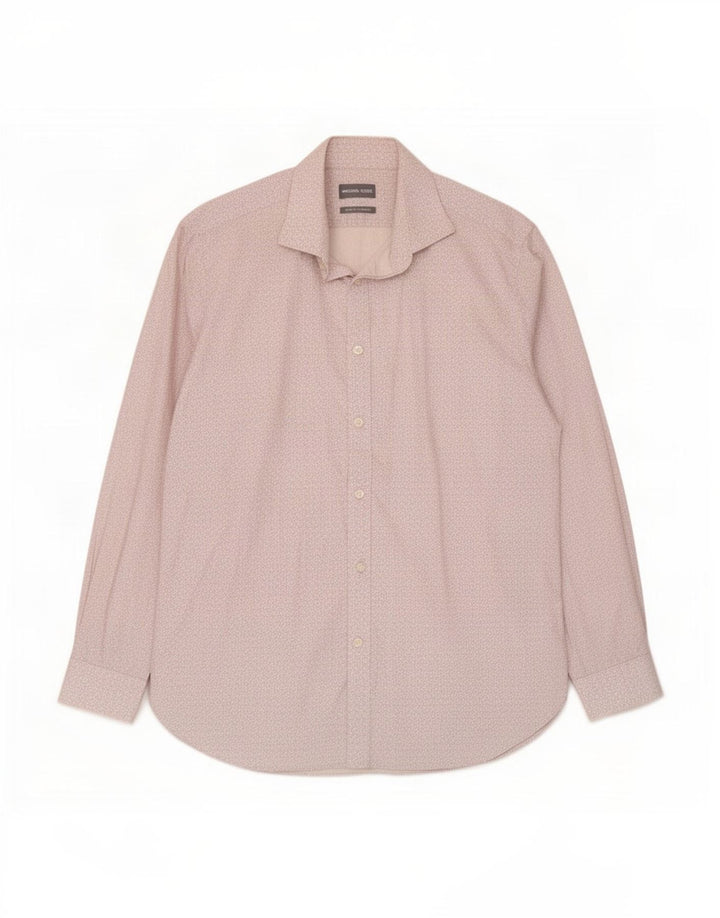Camisa masculina Michael Kors Slim Fit tamanho 16 1/5 grande branco geométrico