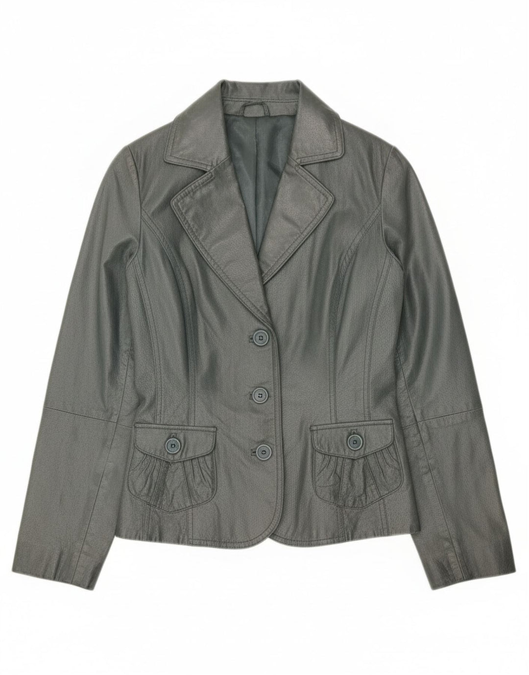 Jaqueta Blazer Vintage Feminina com 3 Botões UK 10 Pequena Cinza