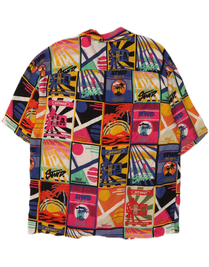 Camisa gráfica masculina STWD da Pull & Bear, média, multicolorida, patchwork havaiano