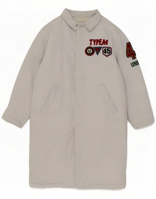 Casaco acolchoado gráfico feminino uniforme Reino Unido 12 algodão branco médio