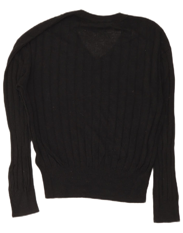 Suéter feminino Marks & Spencer com decote em V Reino Unido 14 viscose preta média
