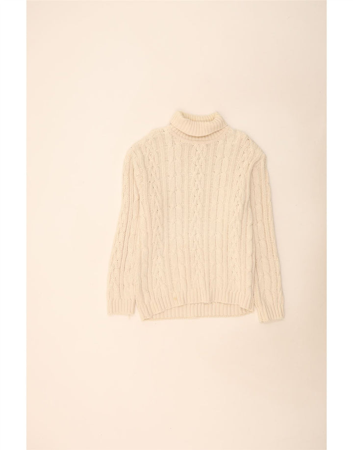 Suéter vintage masculino com gola redonda Jumper algodão bege grande