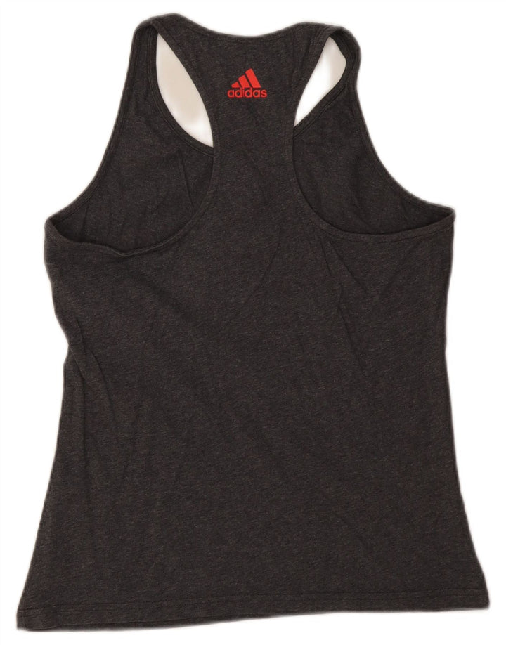 Adidas Womens Graphic Vest Top UK 8 Pequeno Cinza Flecked