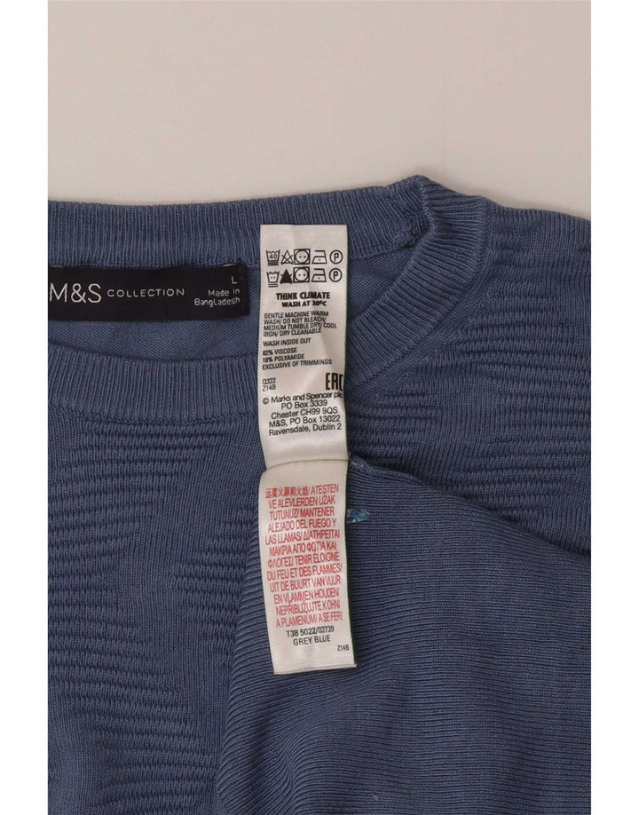 Suéter feminino Marks & Spencer com gola redonda Reino Unido 16 grande azul