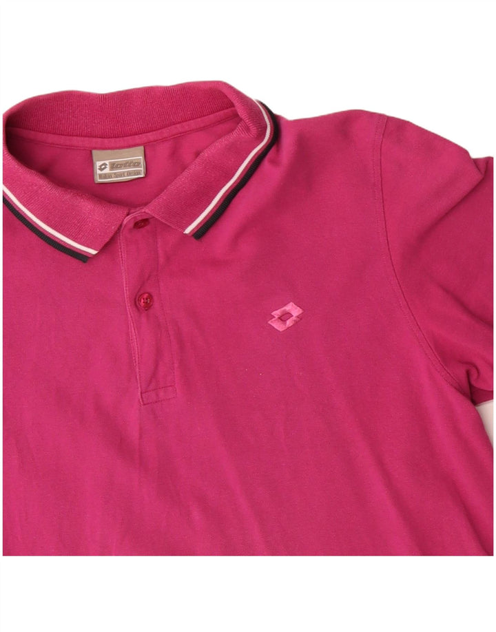 Camisa polo masculina LOTTO de algodão rosa médio