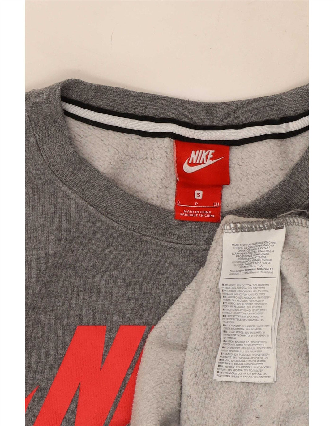 Moletom gráfico masculino Nike Jumper pequeno cinza colorblock algodão