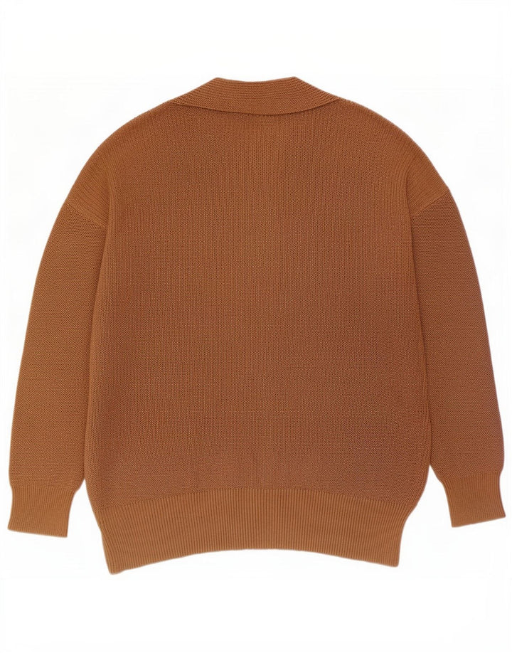 Suéter cardigã feminino Massimo Dutti Longline Reino Unido 14 poliéster marrom médio