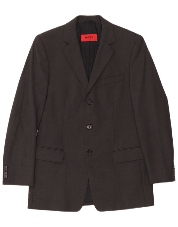 Jaqueta Blazer Masculina Hugo Boss com 3 Botões EU 44 XS Lã Virgem Cinza