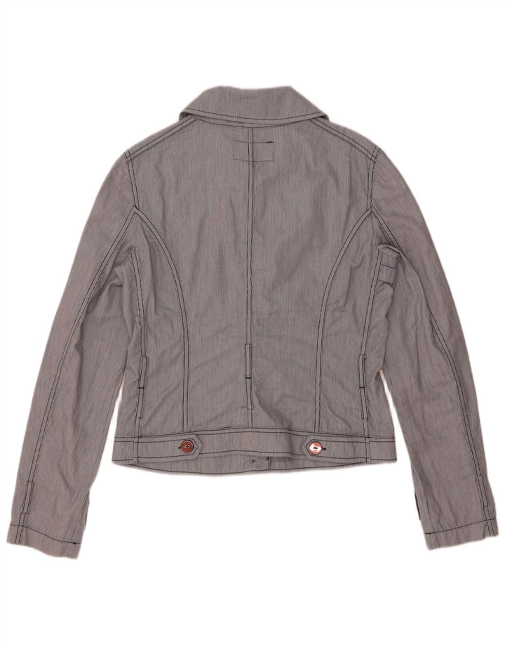 Jaqueta bomber feminina Armani Jeans EUA 8 algodão listrado azul médio