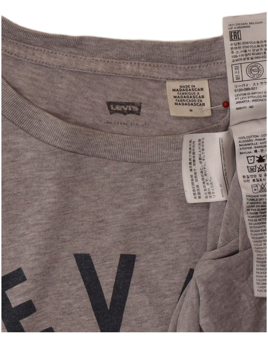 Camiseta gráfica masculina LEVI'S Top algodão cinza médio
