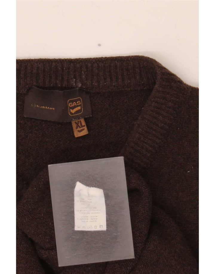 Suéter masculino Gas com decote em V XL lã marrom