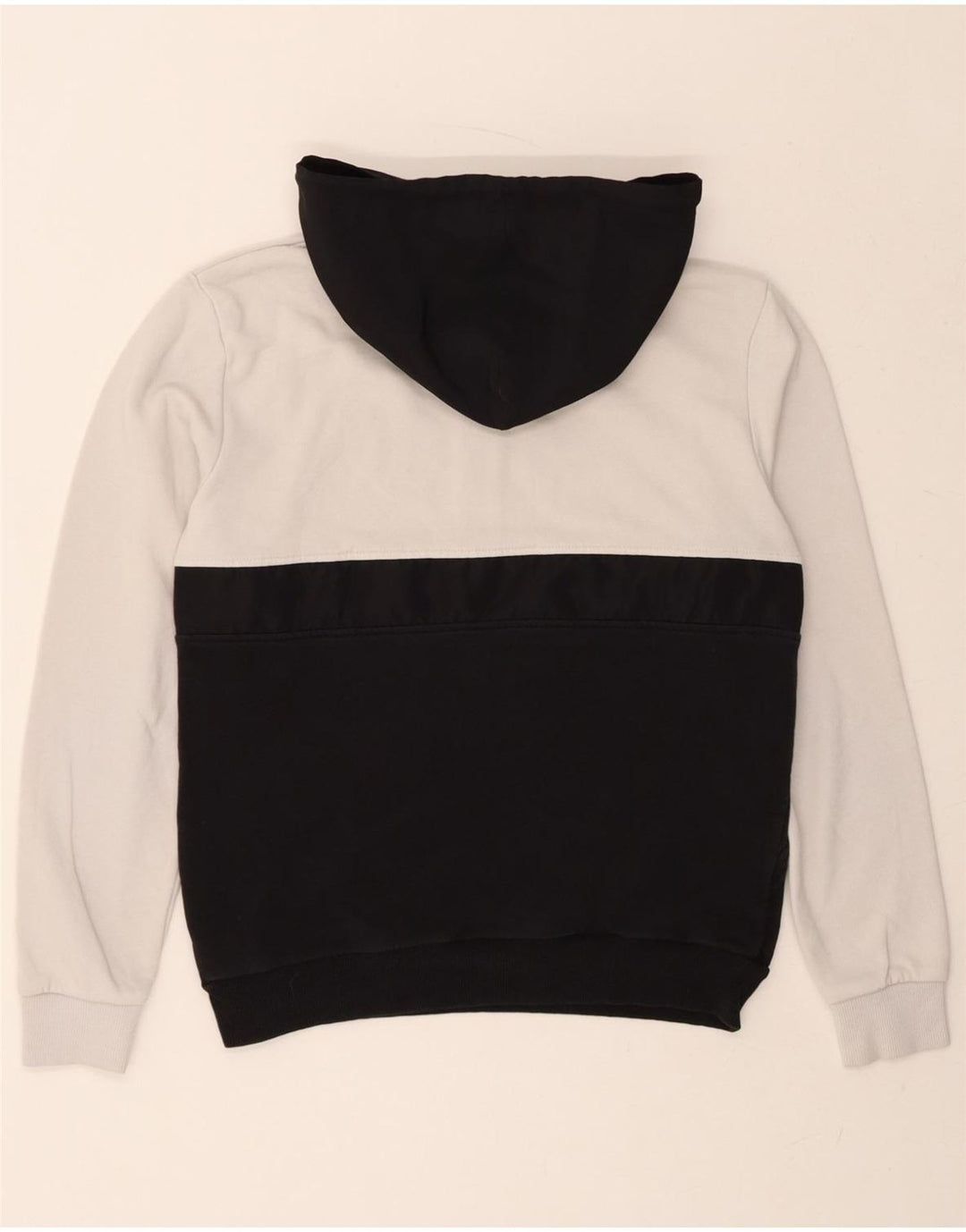 FILA Mens Hoodie Jumper Small Black Colourblock Cotton Vintage Fila and Second-Hand Fila from Messina Hembry 