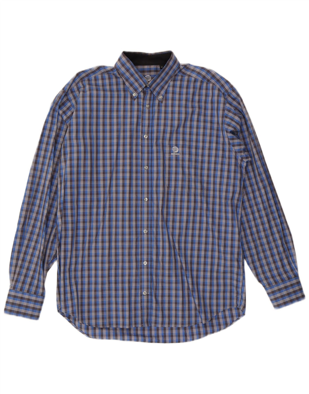 Camisa masculina Adidas tamanho 41 algodão xadrez azul médio