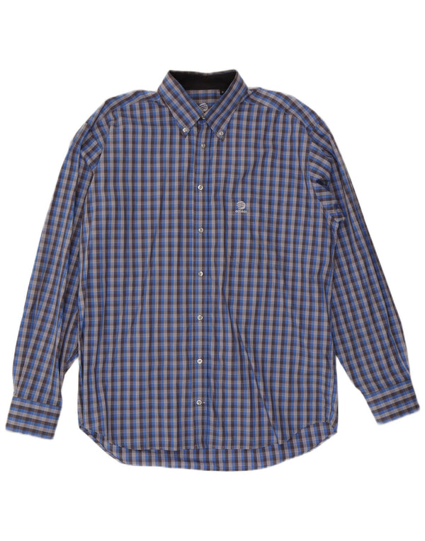 Camisa masculina Adidas tamanho 41 algodão xadrez azul médio