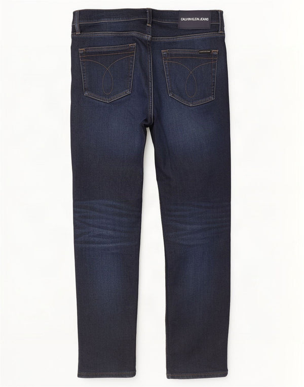 Calça jeans reta masculina Calvin Klein W33 L30 azul marinho algodão