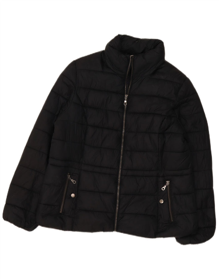 Jaqueta feminina acolchoada com capuz Marks & Spencer Reino Unido 16 grande poliéster preto