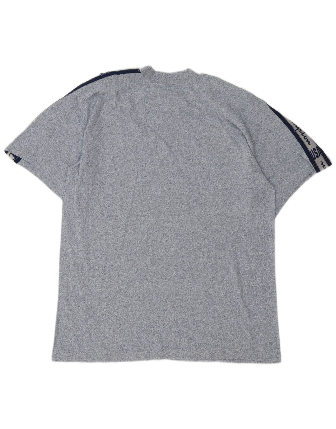 Camiseta gráfica masculina Champion Top médio azul marinho algodão colorblock