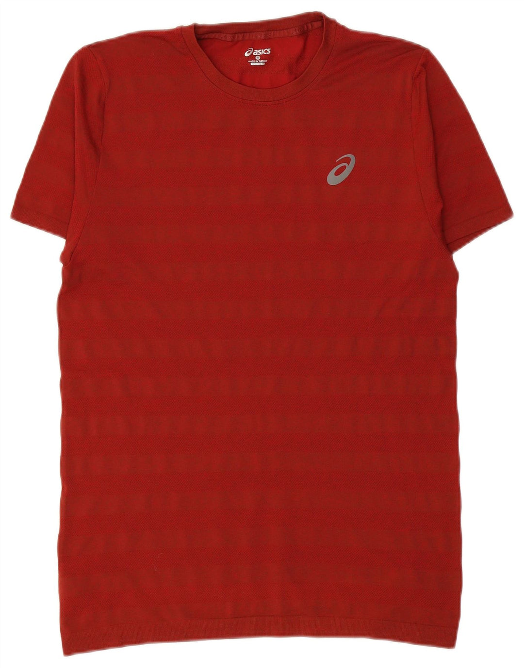 Camiseta masculina ASICS Top médio listrado vermelho