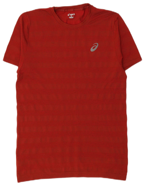 Camiseta masculina ASICS Top médio listrado vermelho