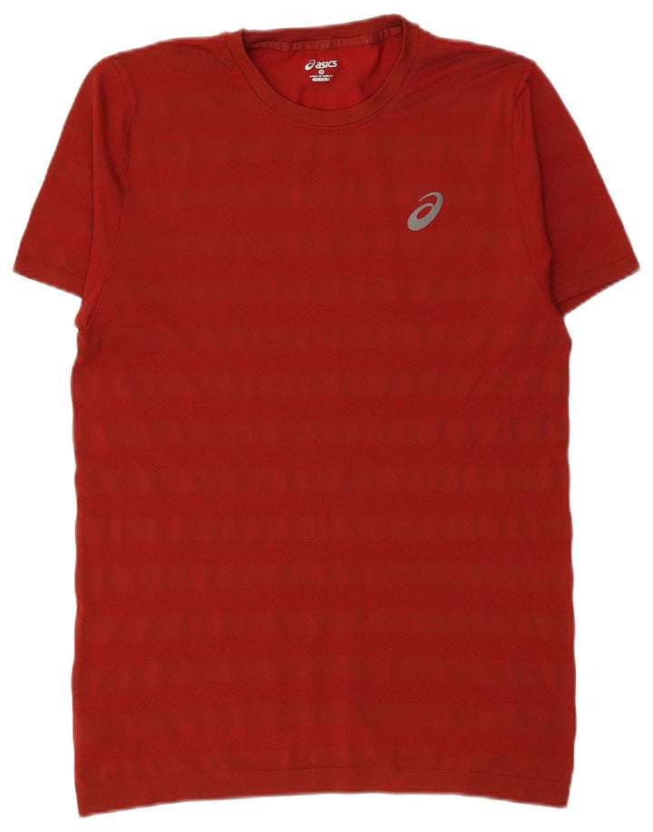 Camiseta masculina ASICS Top médio listrado vermelho