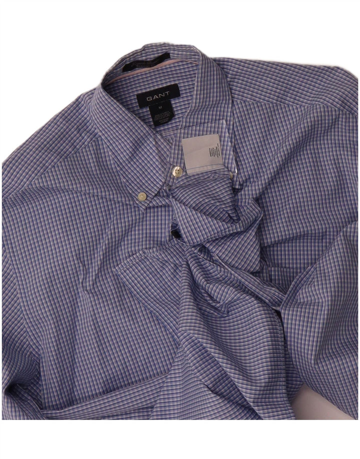 Camisa masculina GANT de algodão xadrez azul médio